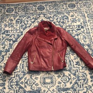 Iman red leather moto jacket